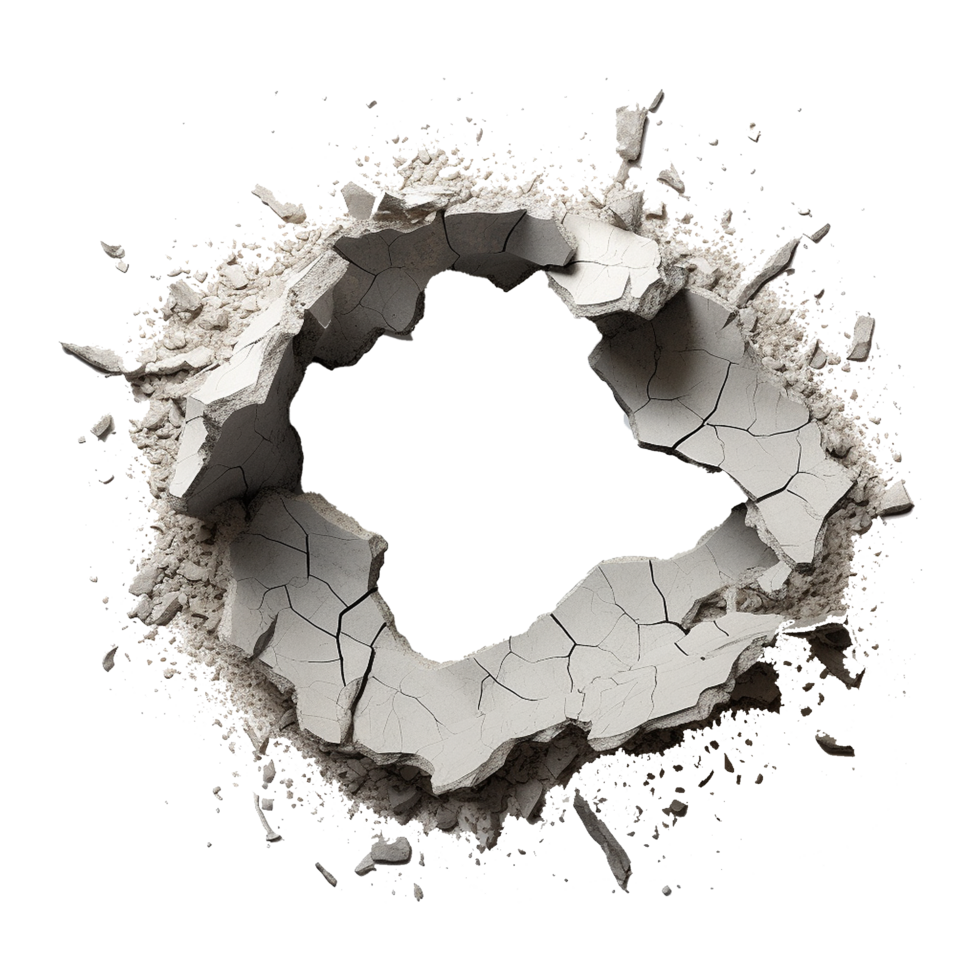 AI generated Hole in concrete isolated on transparent background png
