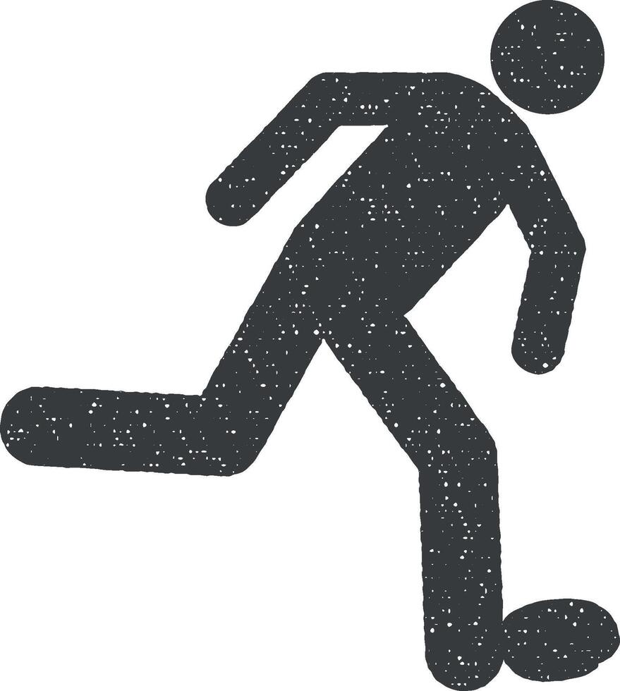 Man, fall, stone, foot icon vector illustration in stamp style