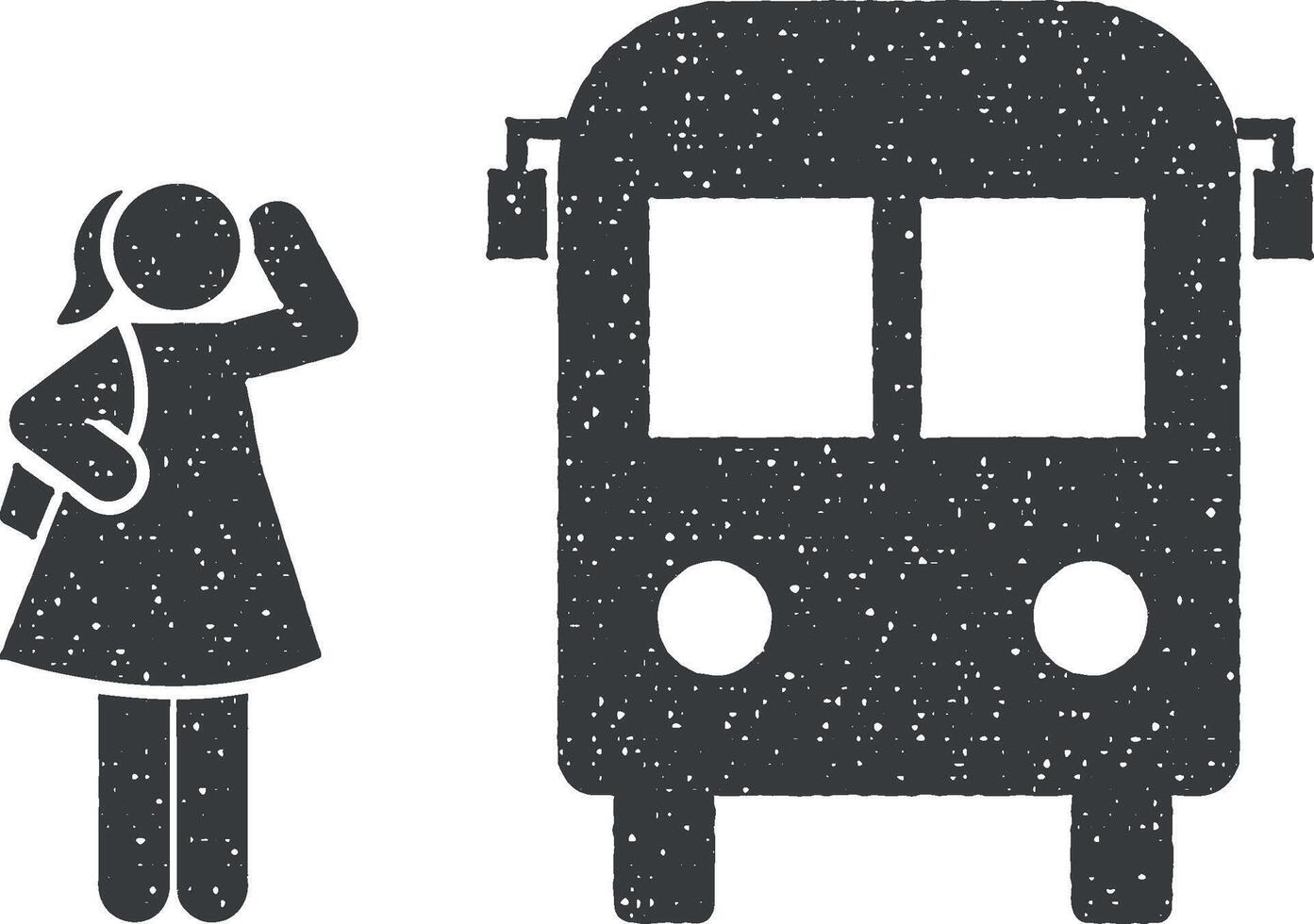 Bus, student, school icon vector illustration in stamp style