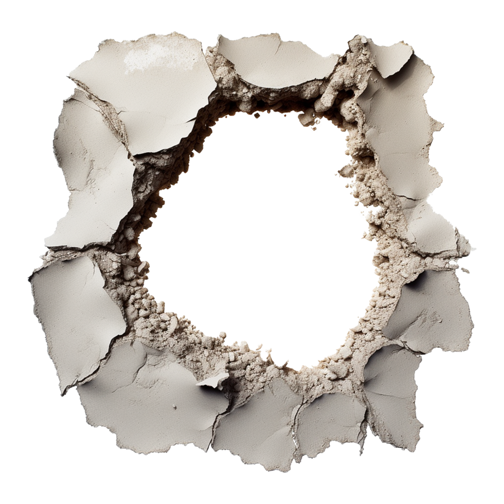 AI generated Hole in concrete isolated on transparent background png