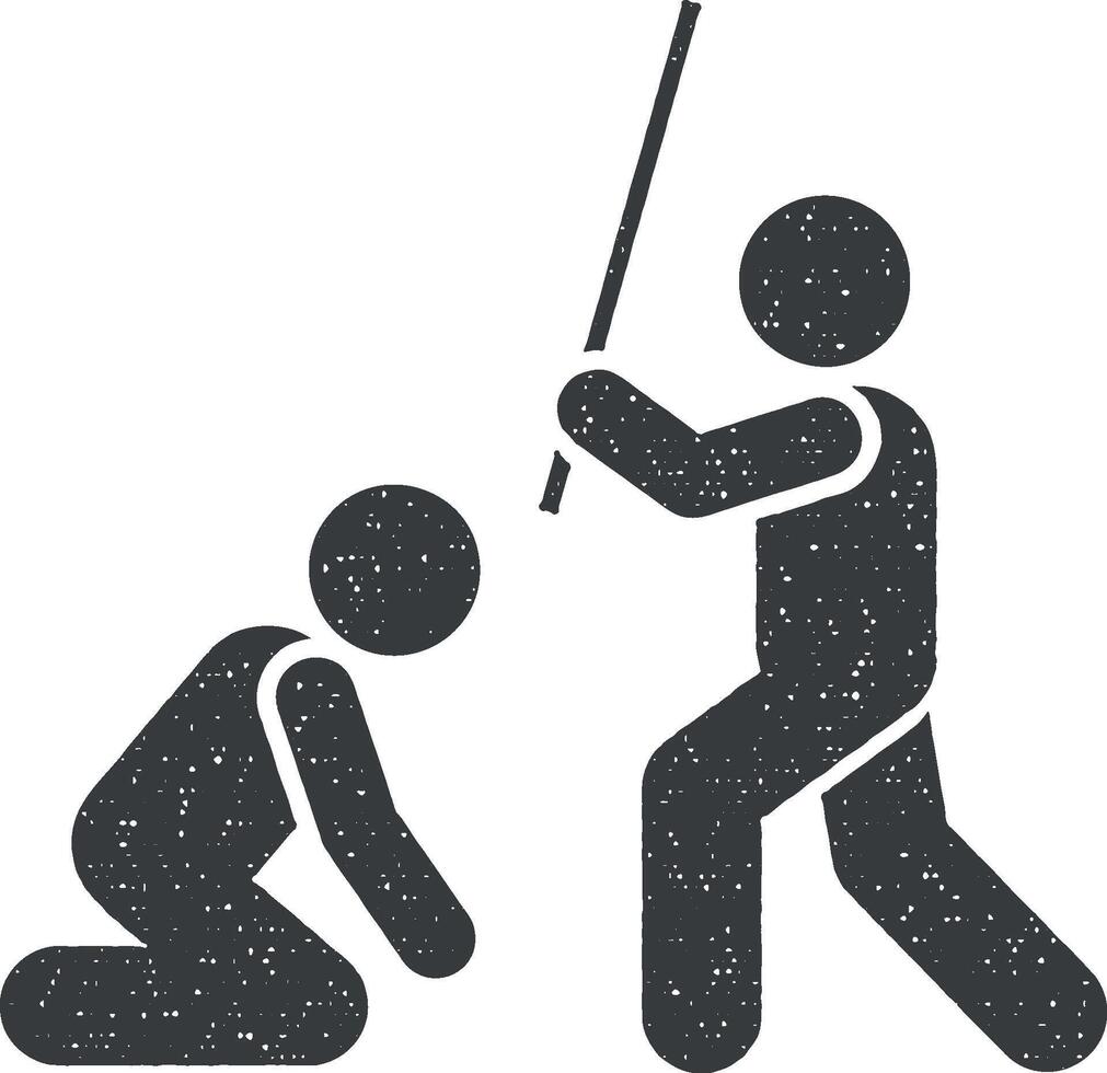 Punishment, angry, teacher, classroom icon vector illustration in stamp style