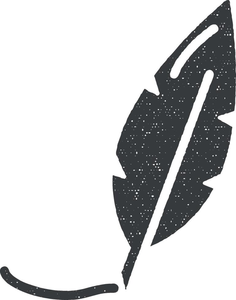 Feather, write icon vector illustration in stamp style
