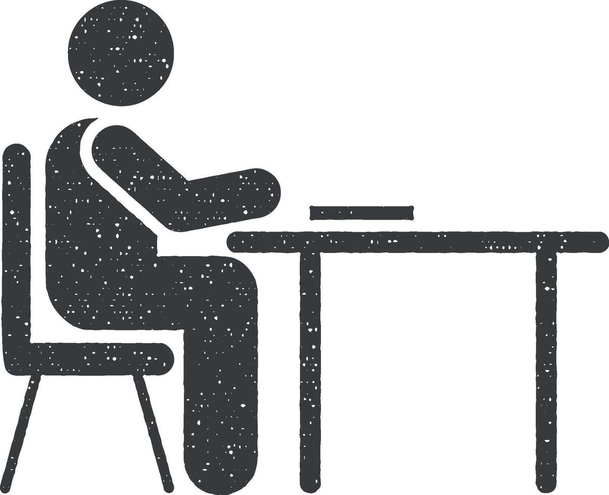Learning, exam, child icon vector illustration in stamp style
