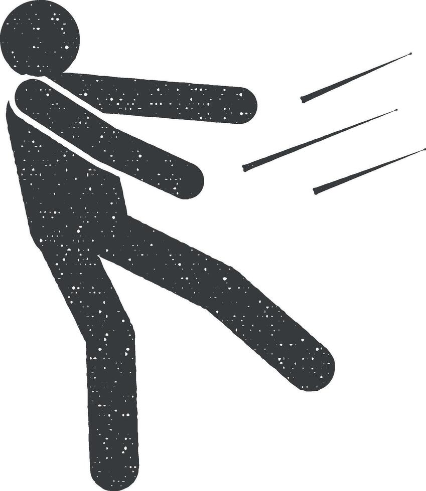 hombre, caer, persona, abajo icono vector ilustración en sello estilo