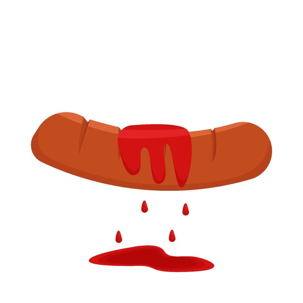 sausage with sauce illustration vector