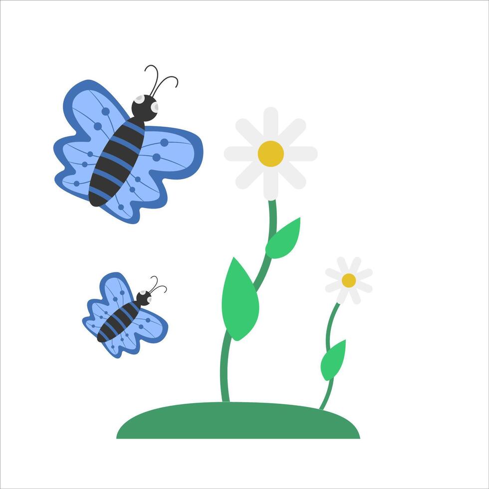 butterfly with flower illustration vector