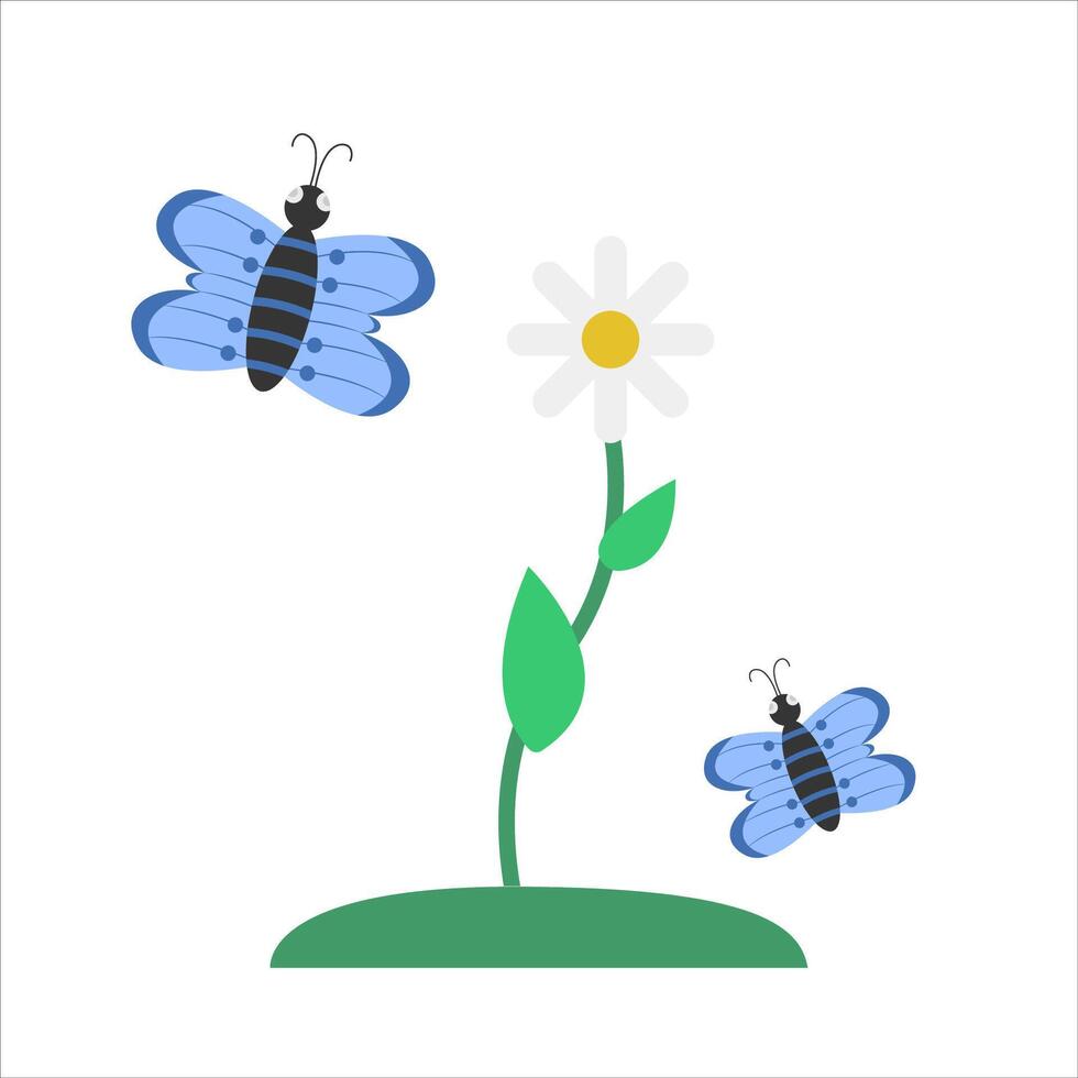 butterfly with flower illustration vector