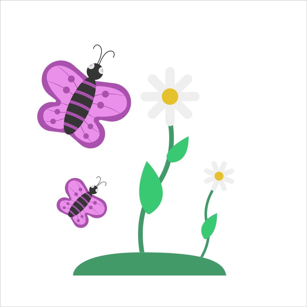 butterfly with flower illustration vector