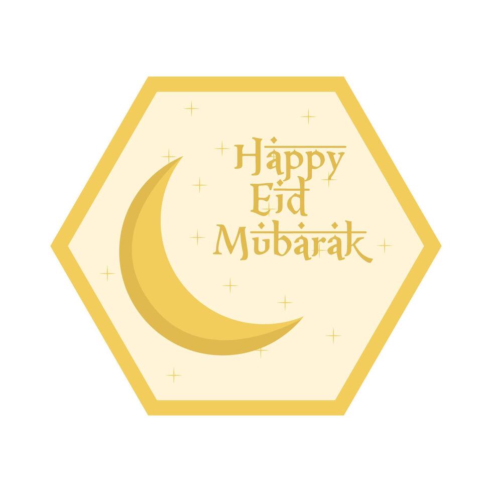 happy eid mubarak greetings badge illustration vector