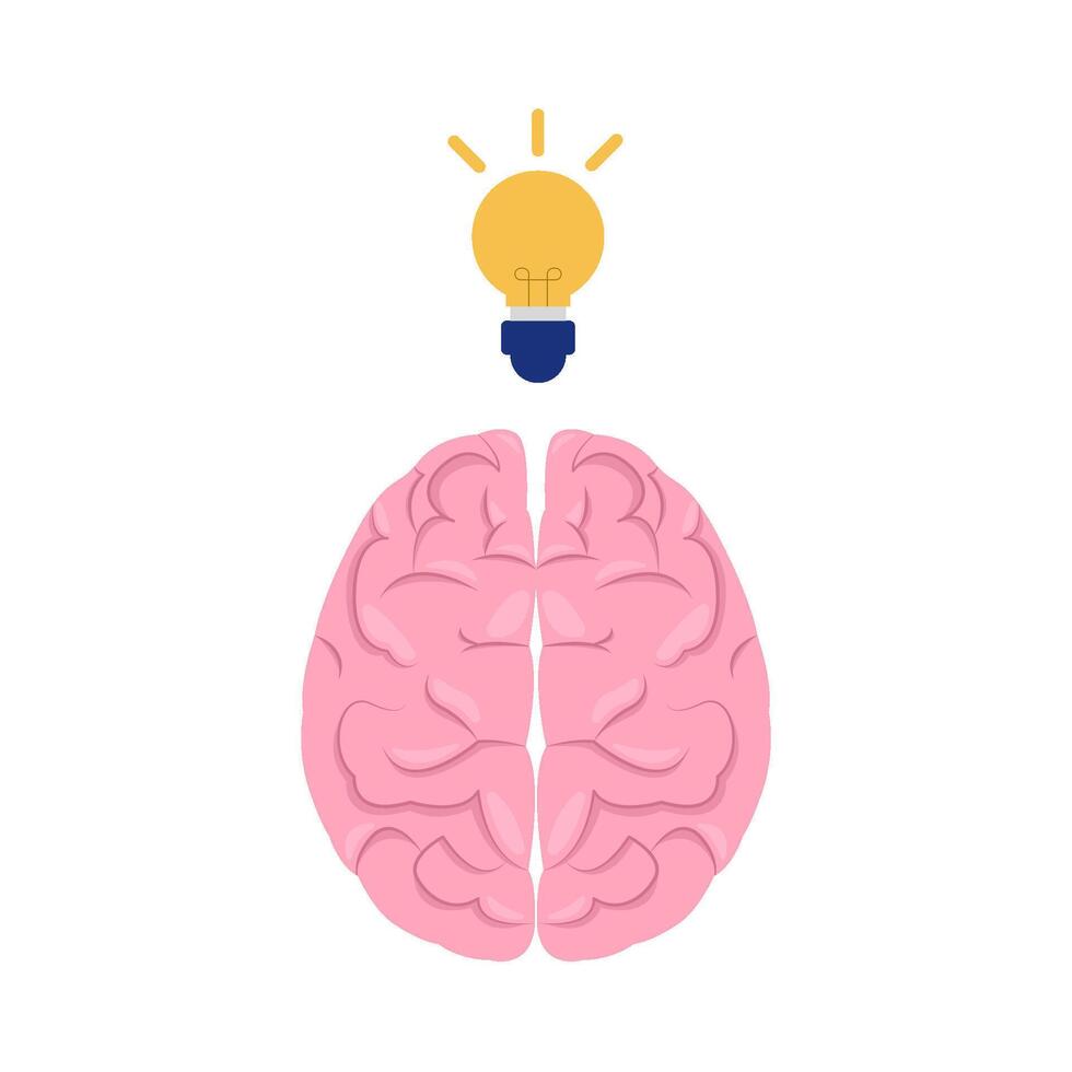 brainstorming human with lamp illustration vector