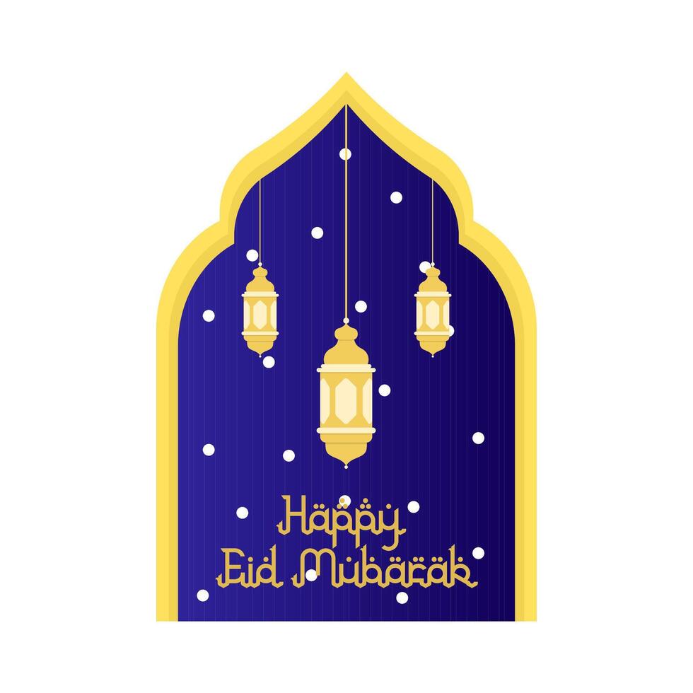 happy eid mubarak greetings badge illustration vector