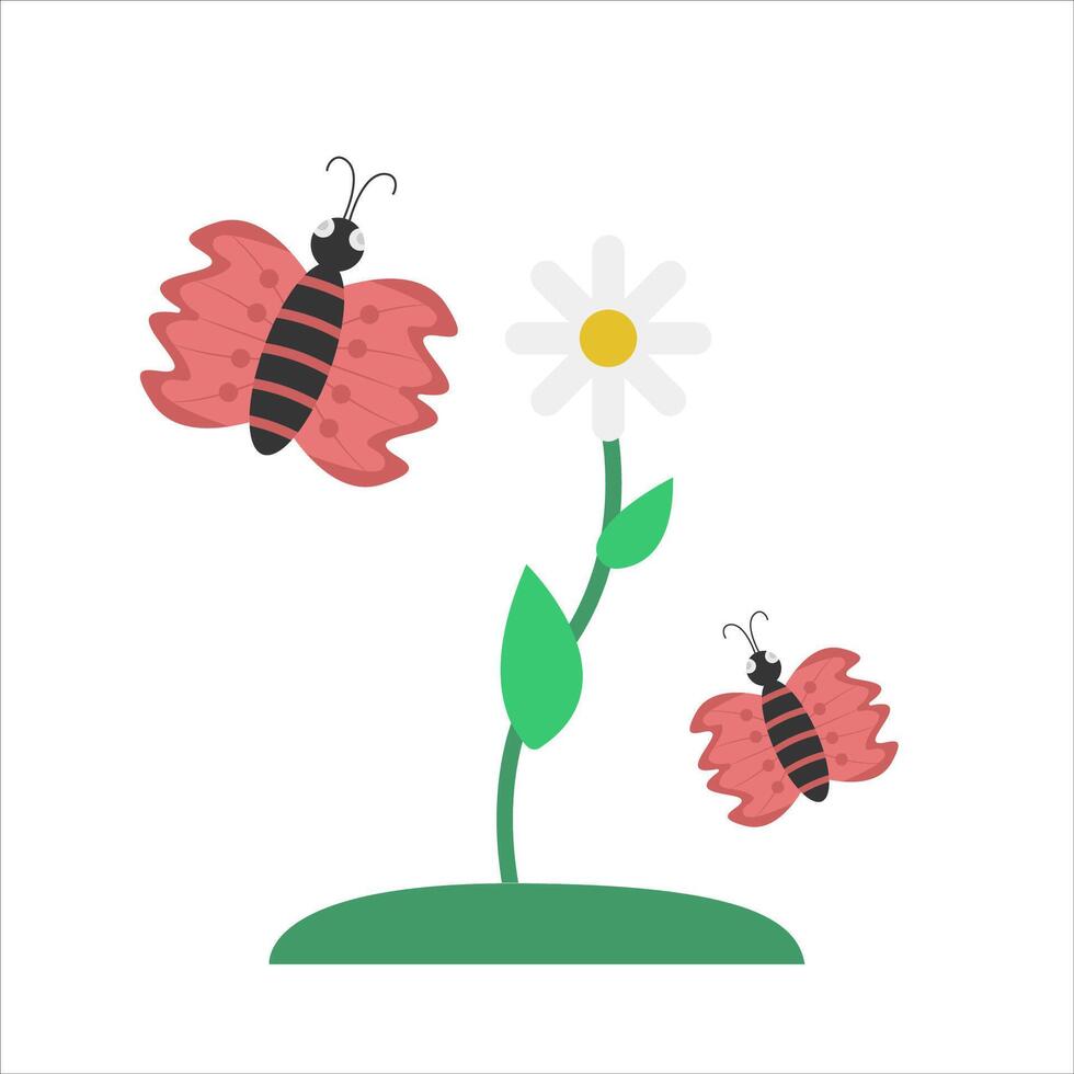 mariposa con flor ilustración vector