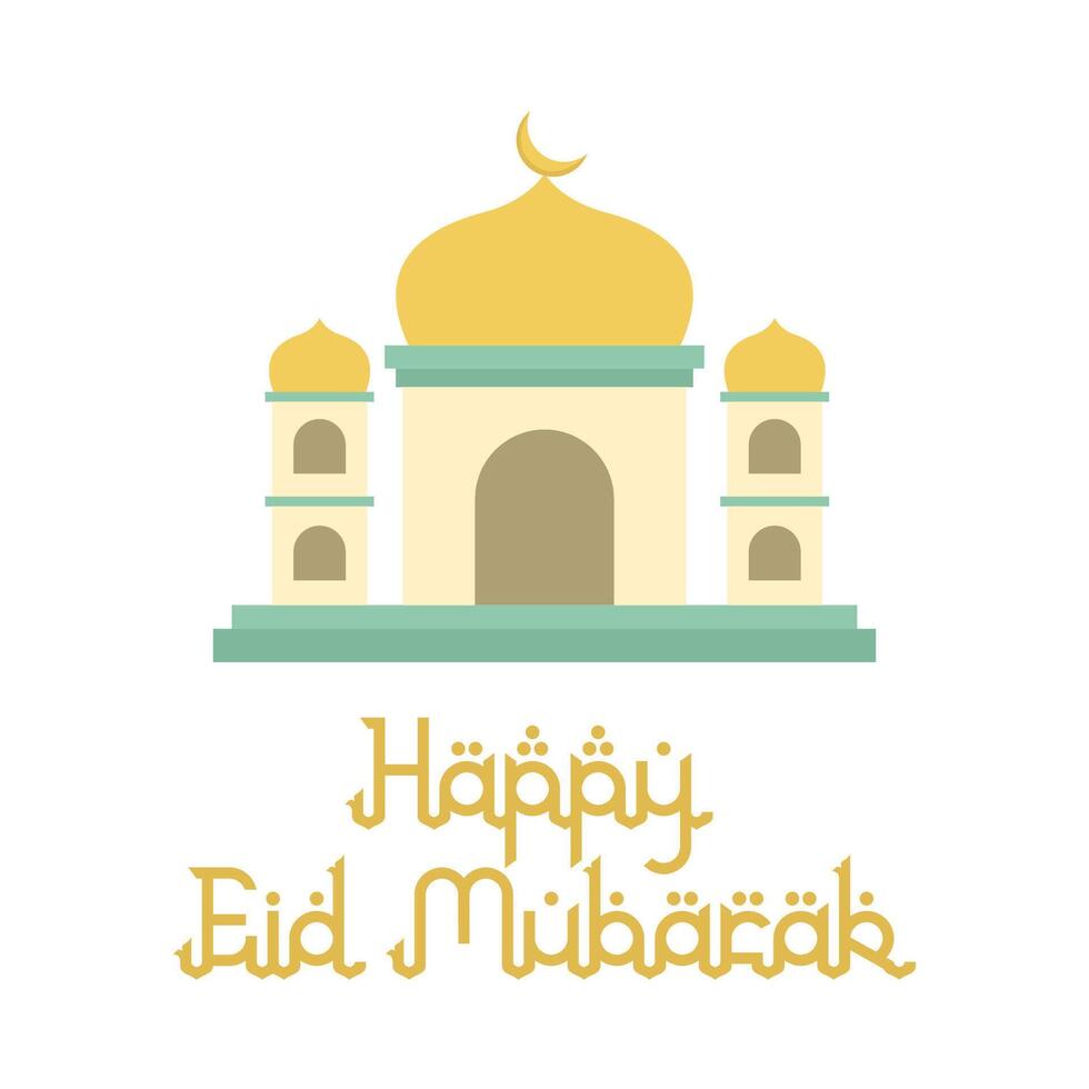 happy eid mubarak greetings badge illustration vector