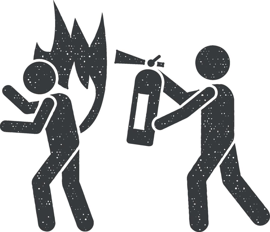 Extinguisher, fire icon vector illustration in stamp style