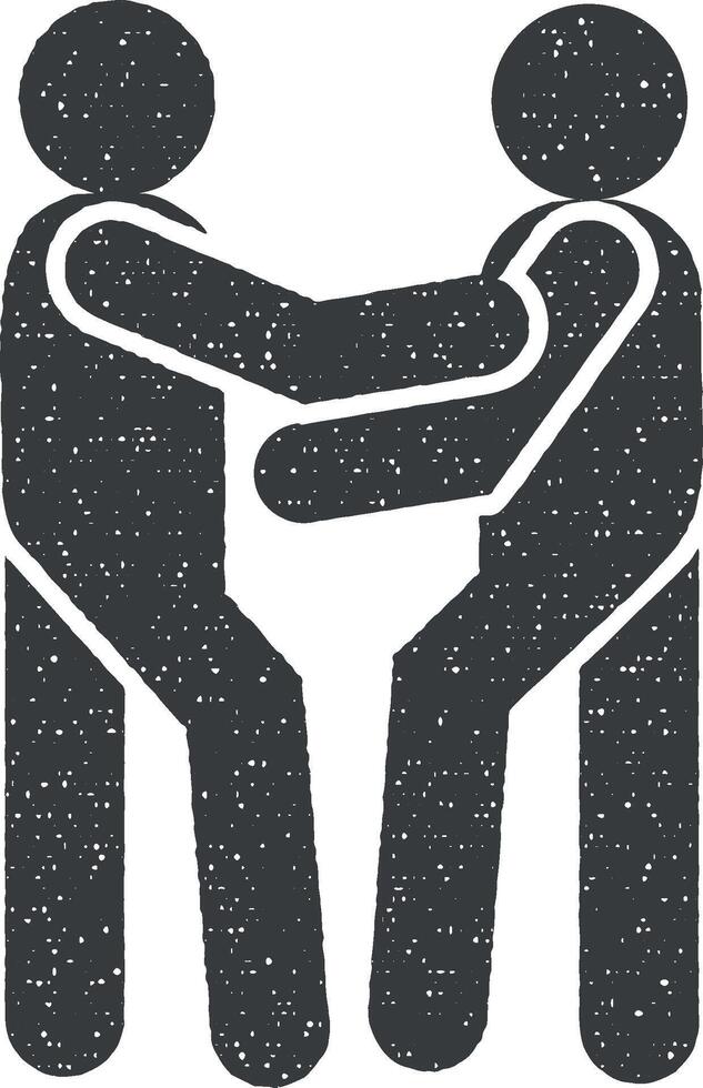 Boys friend icon vector illustration in stamp style