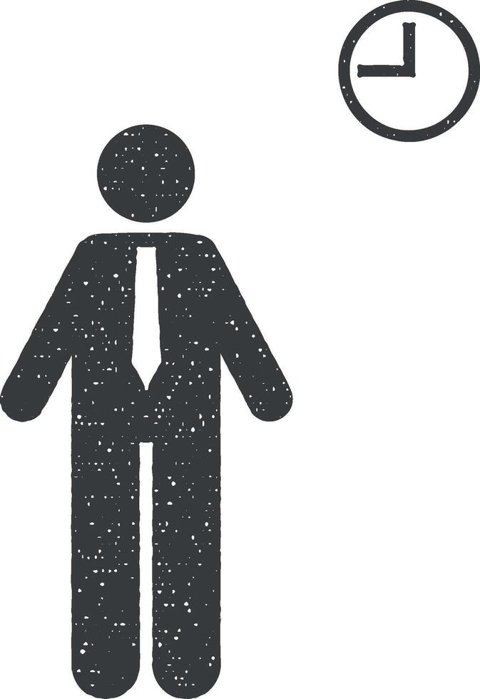 Pictogram of businessman, holding icon vector illustration in stamp style