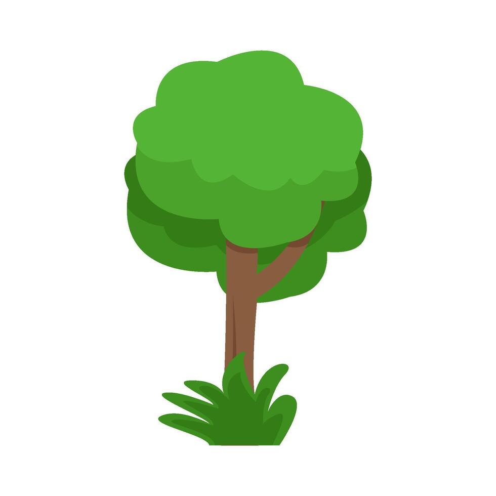 árbol con césped verde ilustración vector