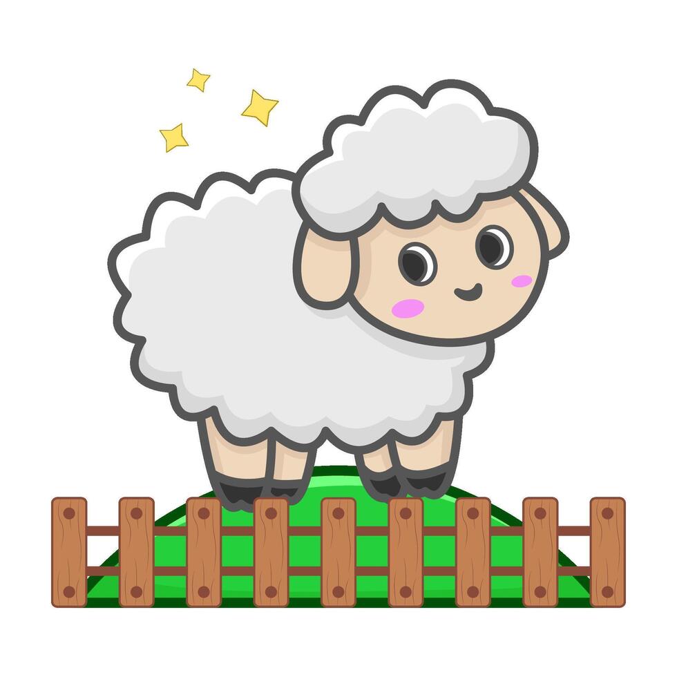 sheep in farm illustration vector