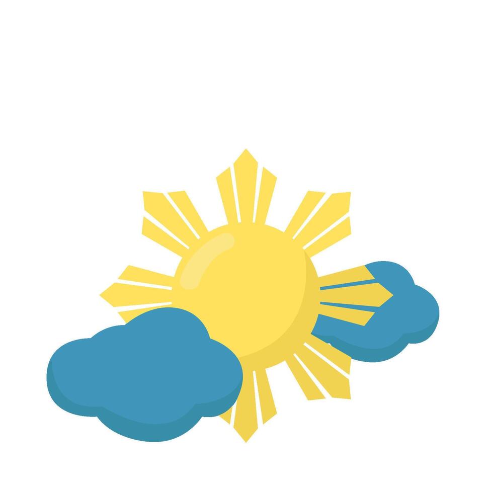 sun with cloudy sky illustration vector