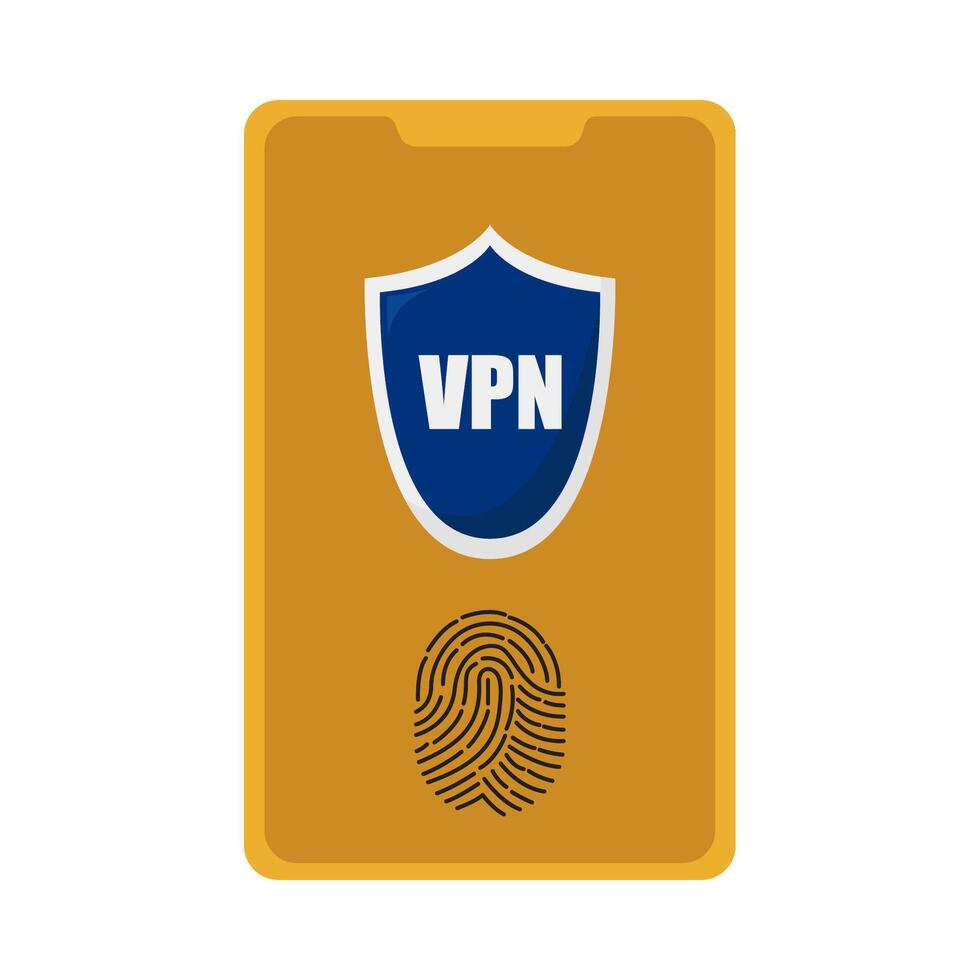 cyber security with finger print in mobile phone illustration vector