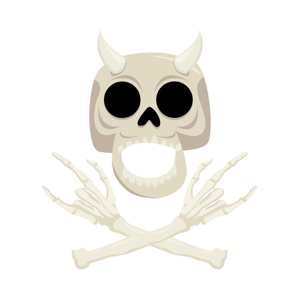 skull with bone illustration vector