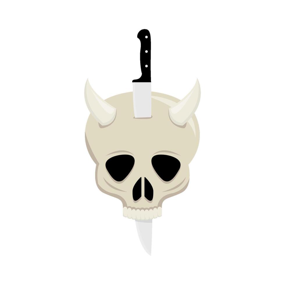 knife in skull illustration vector