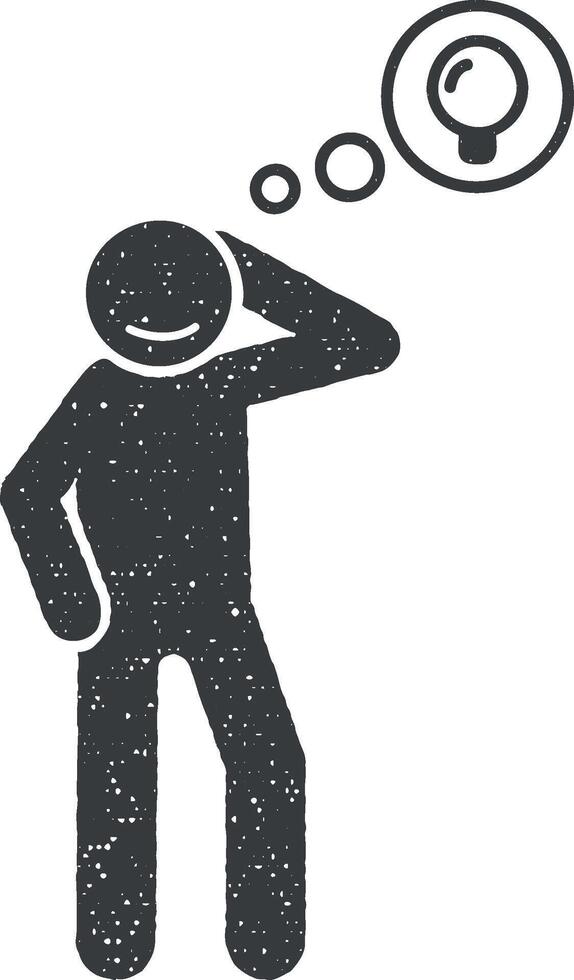 Idea, man, found icon vector illustration in stamp style