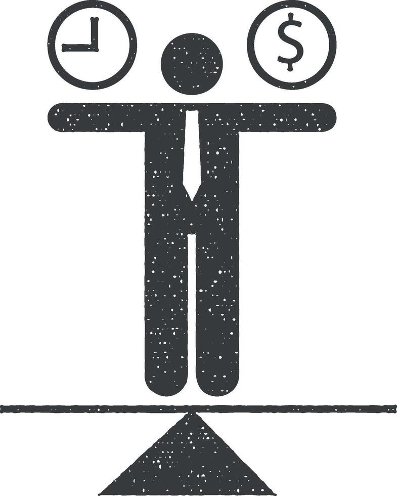 pictograma de balance, negocio, Finanzas icono vector ilustración en sello estilo