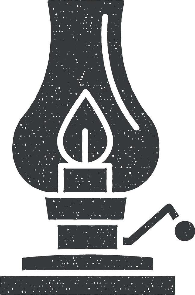 Light, lamp, oil icon vector illustration in stamp style