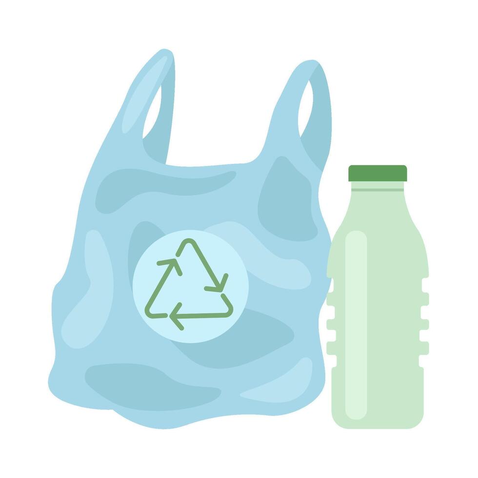 el plastico bolso reciclaje con botella el plastico ilustración vector
