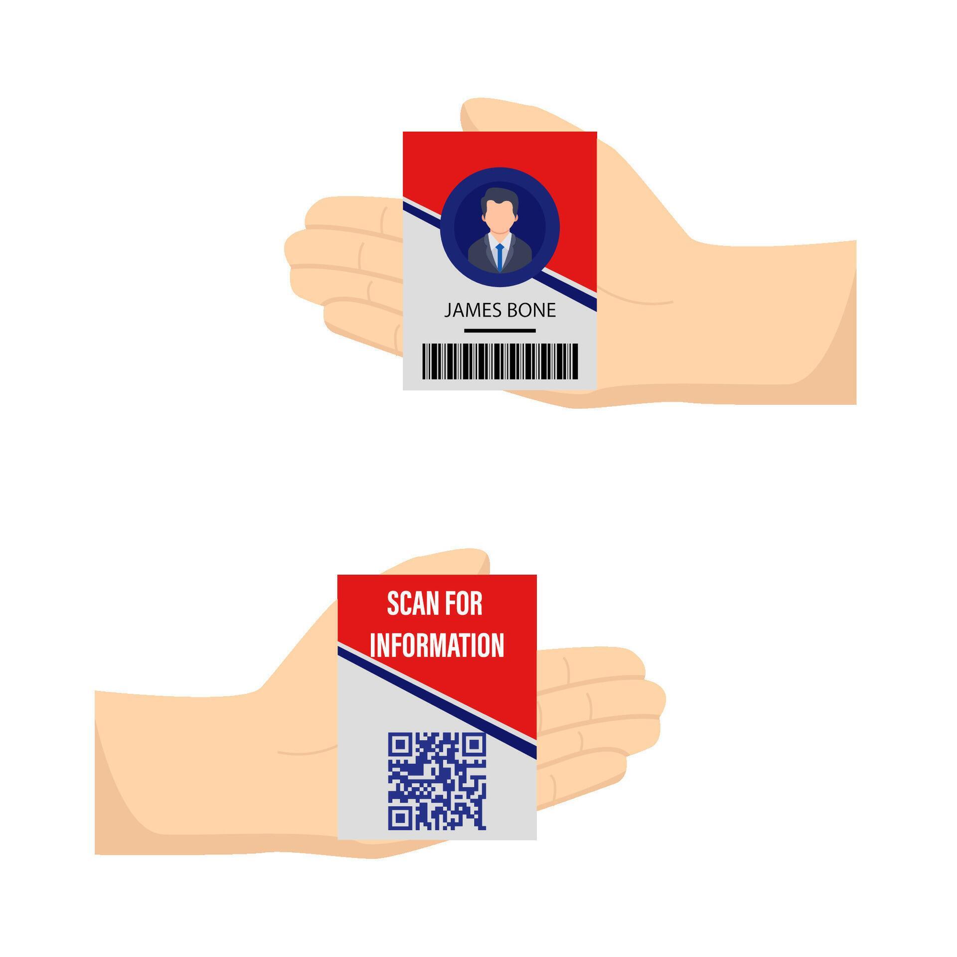 id card with code qr id card in hand illustration 38041093 Vector Art