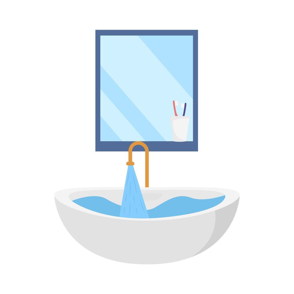 lavabo miror con diente cepillo ilustración vector