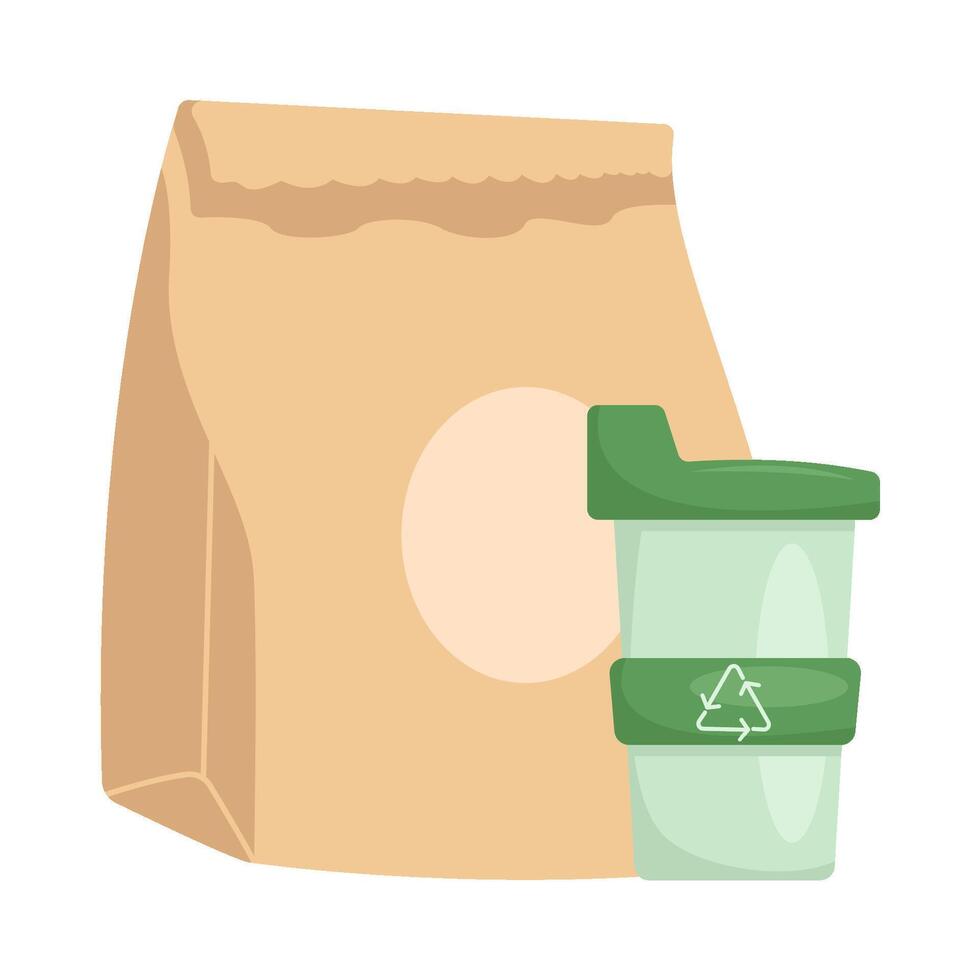 paper packaging with cup plastic illustration vector