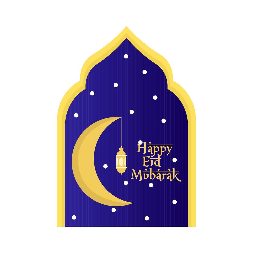 happy eid mubarak greetings badge illustration vector