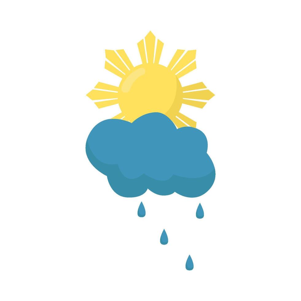 sun summer with cloud rain illustration vector