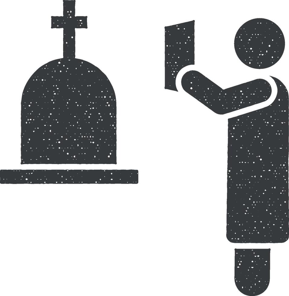 Dead bible funeral man icon vector illustration in stamp style