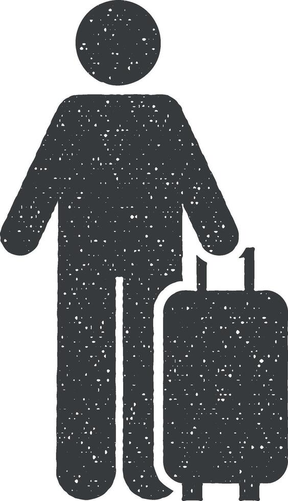 vacaciones, hombre icono vector ilustración en sello estilo