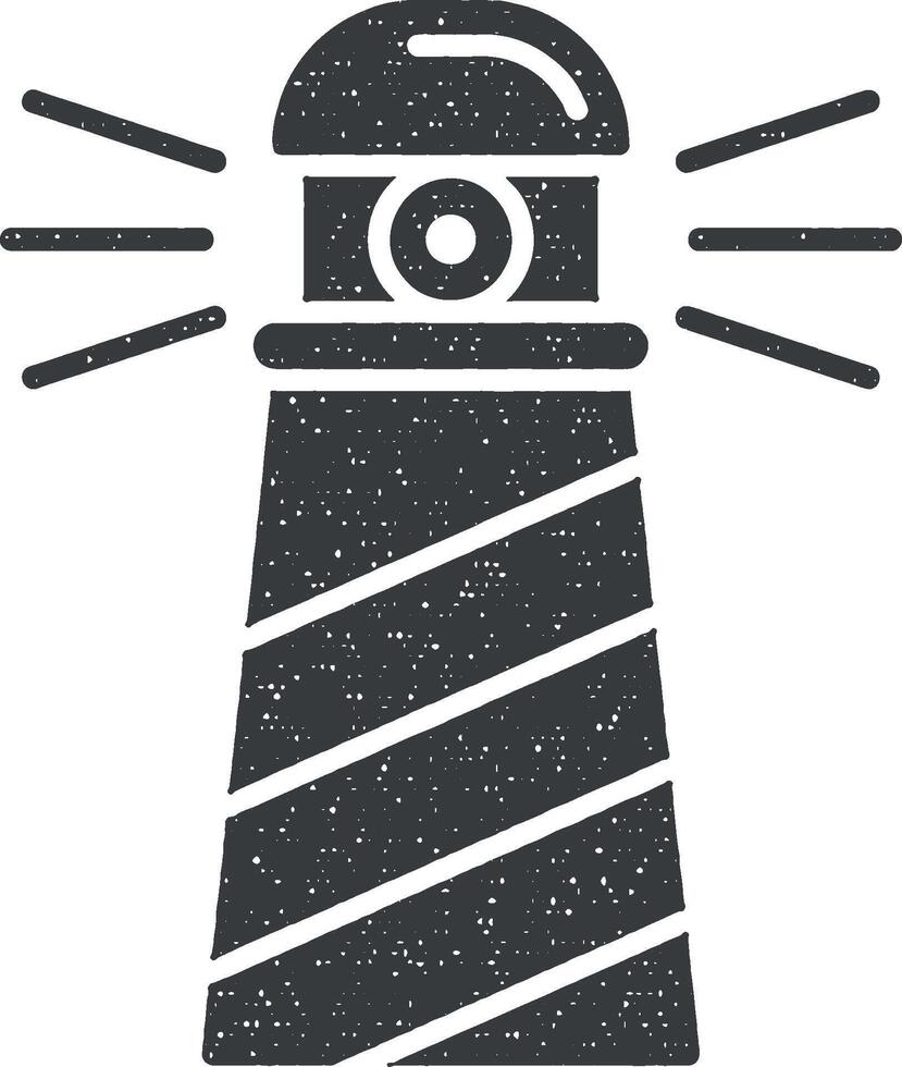 Light, lighthouse, lamp icon vector illustration in stamp style