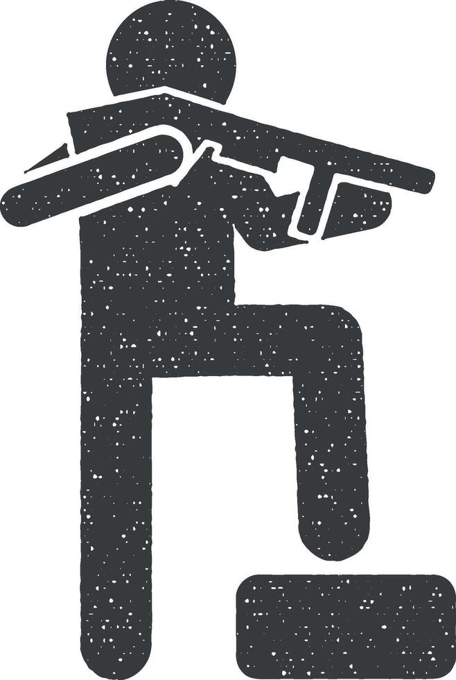 Gun man murder icon vector illustration in stamp style