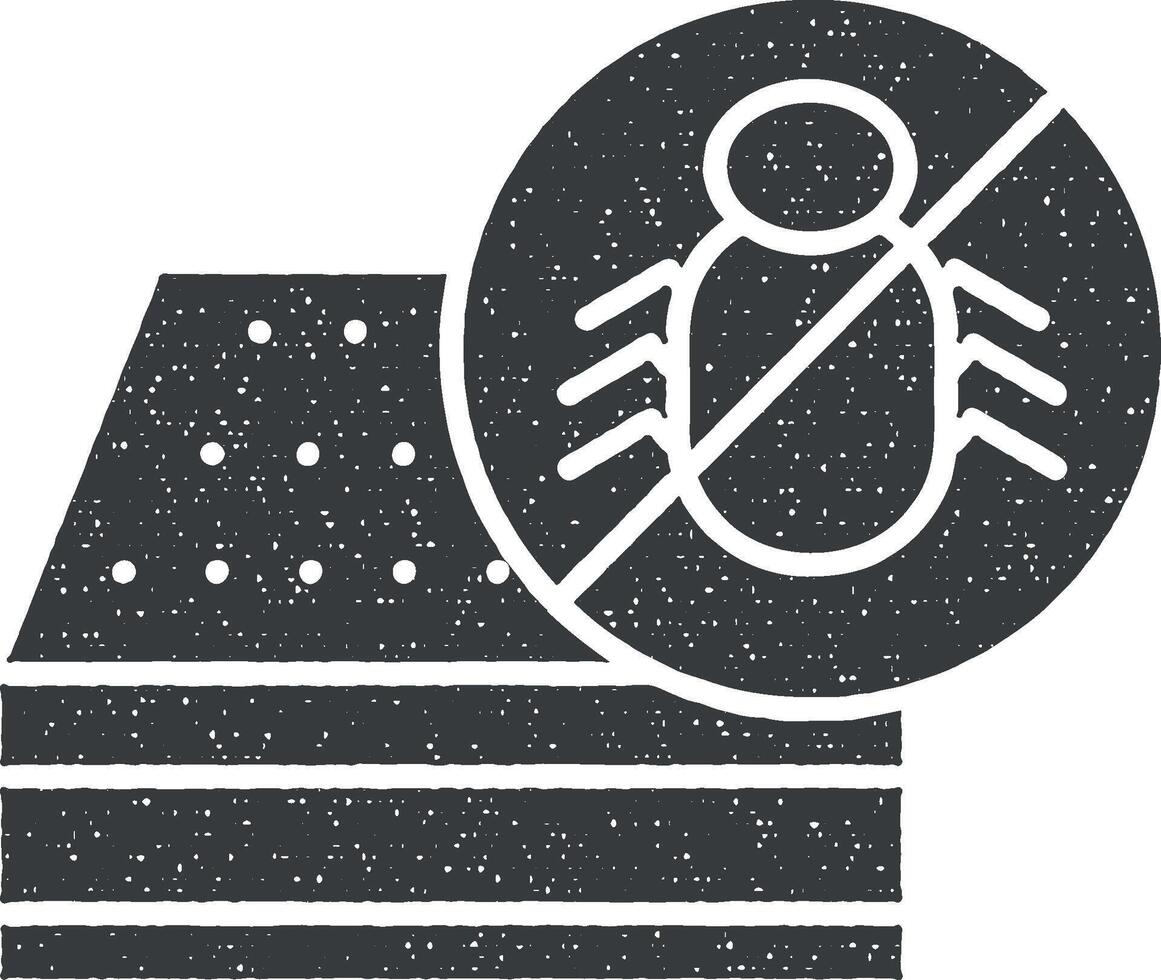 Mattress, insect, ban icon vector illustration in stamp style