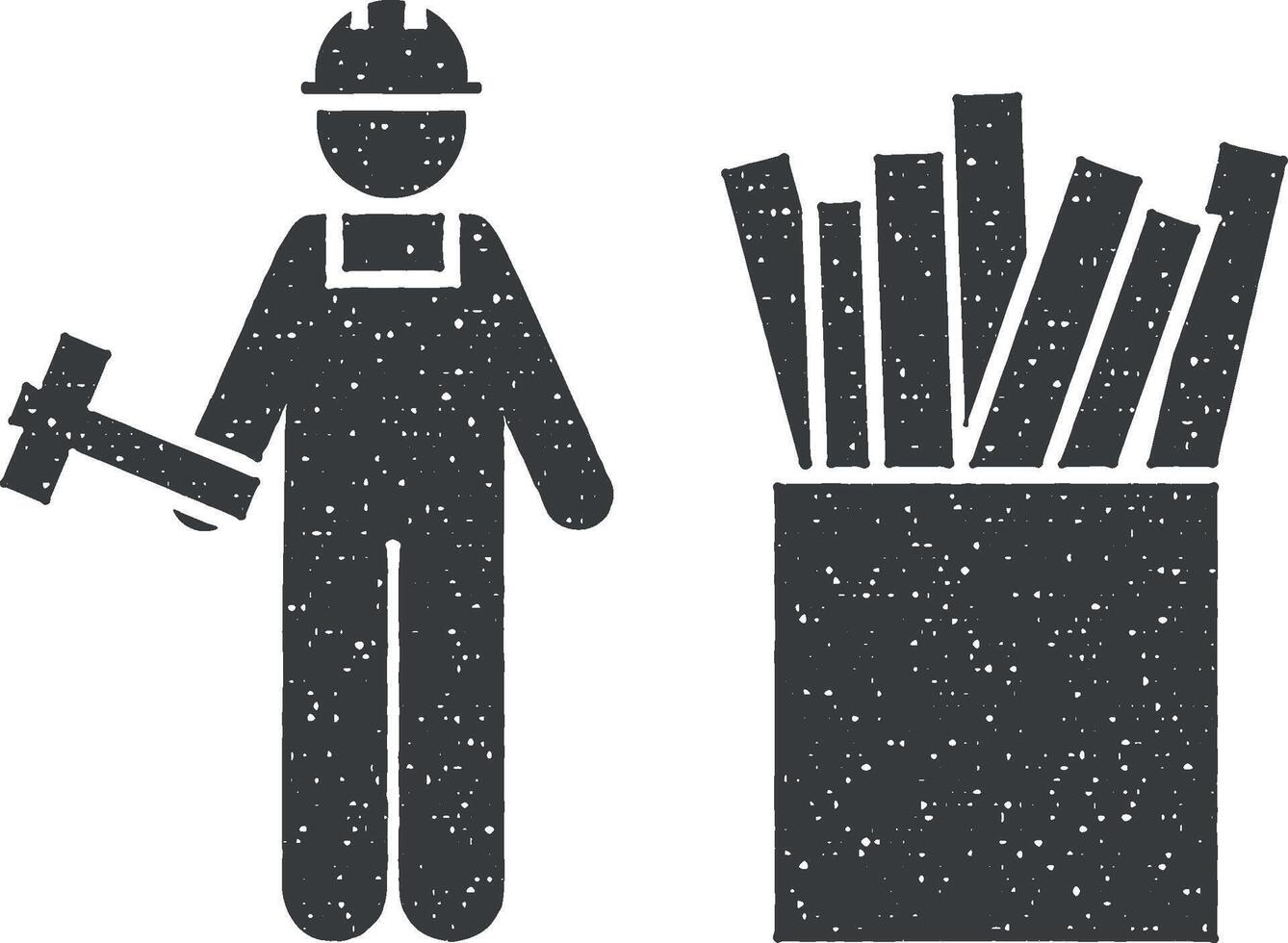 Man, job, joint, wrench, person icon vector illustration in stamp style