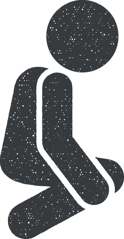 Man, squat icon vector illustration in stamp style