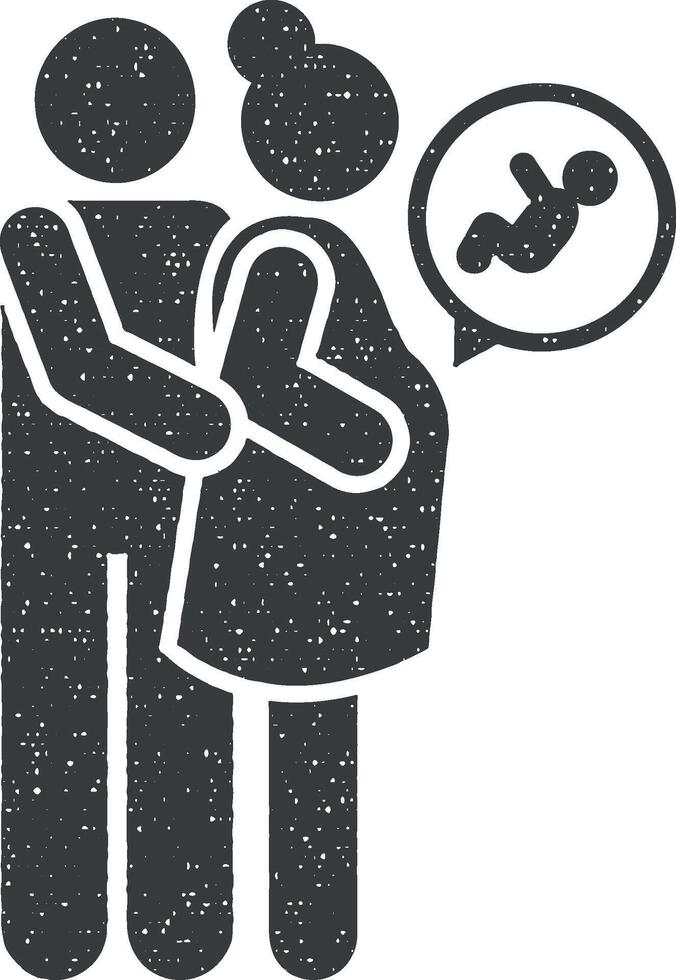 Family, happy, dad, maternal icon vector illustration in stamp style