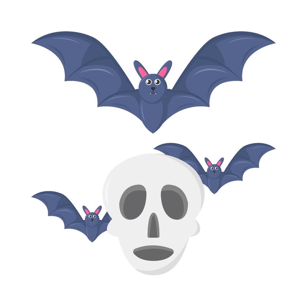 bat with skull illustration vector