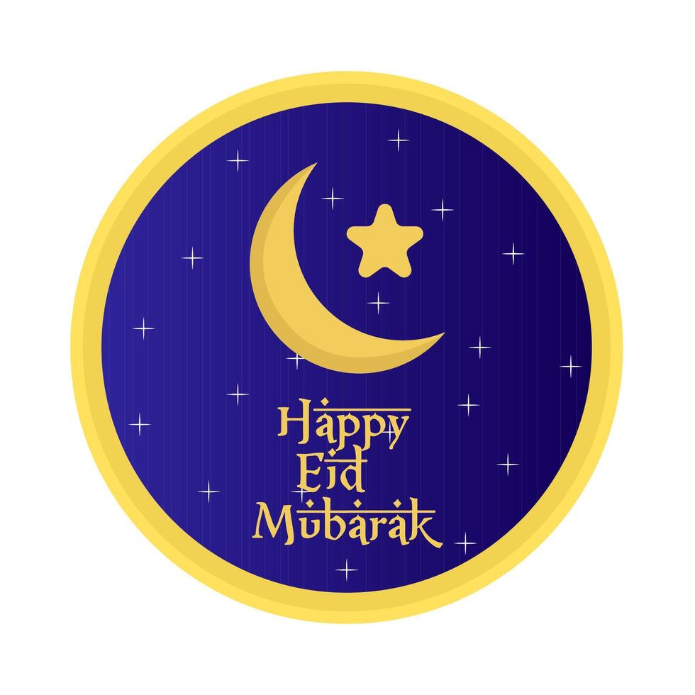 happy eid mubarak greetings badge illustration vector