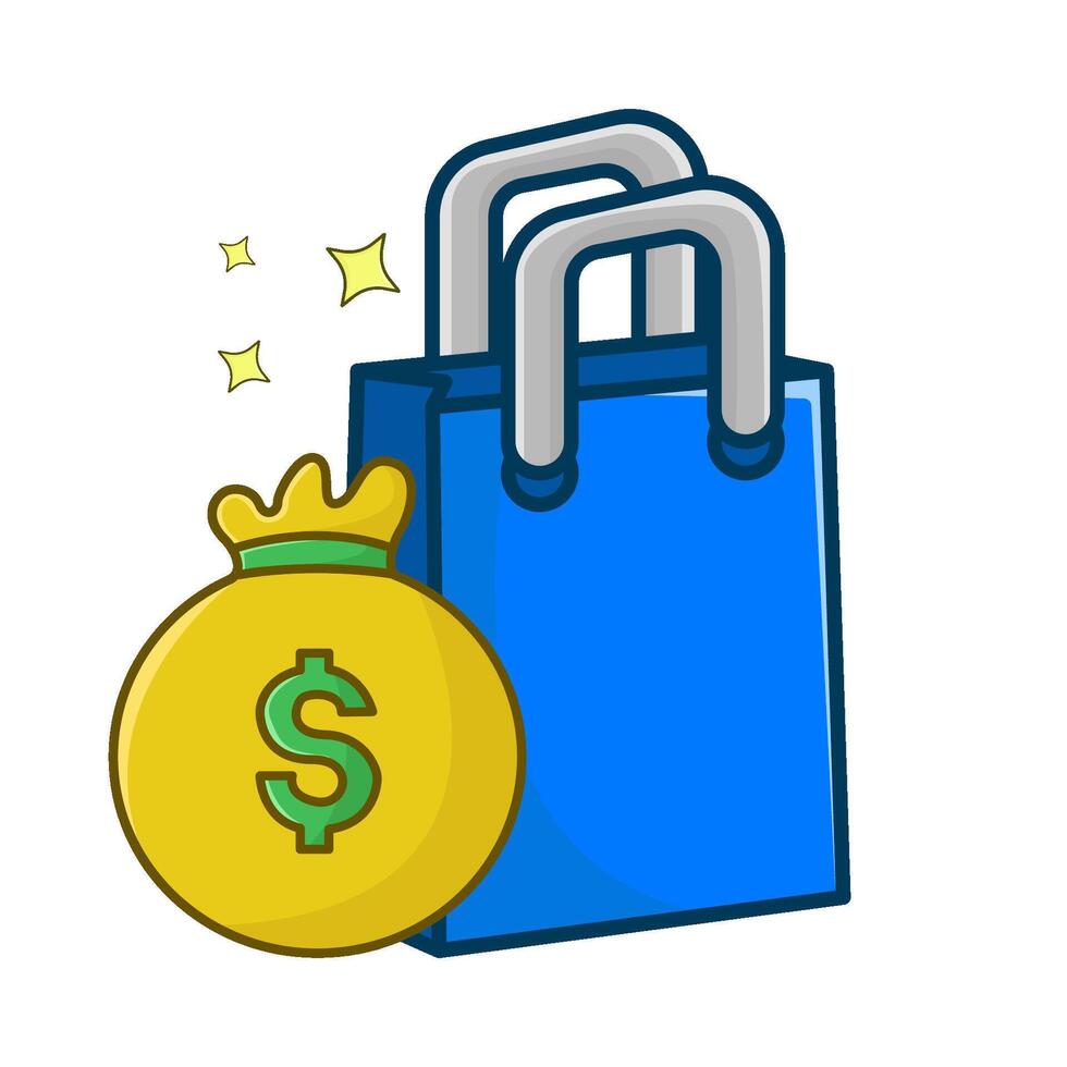 compras bolso con dinero bolso ilustración vector