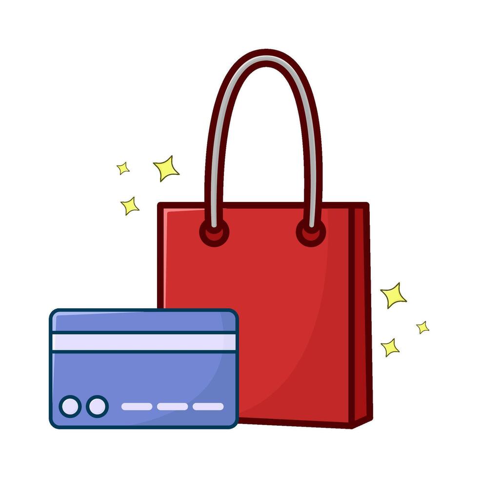 compras bolso con débito tarjeta ilustración vector