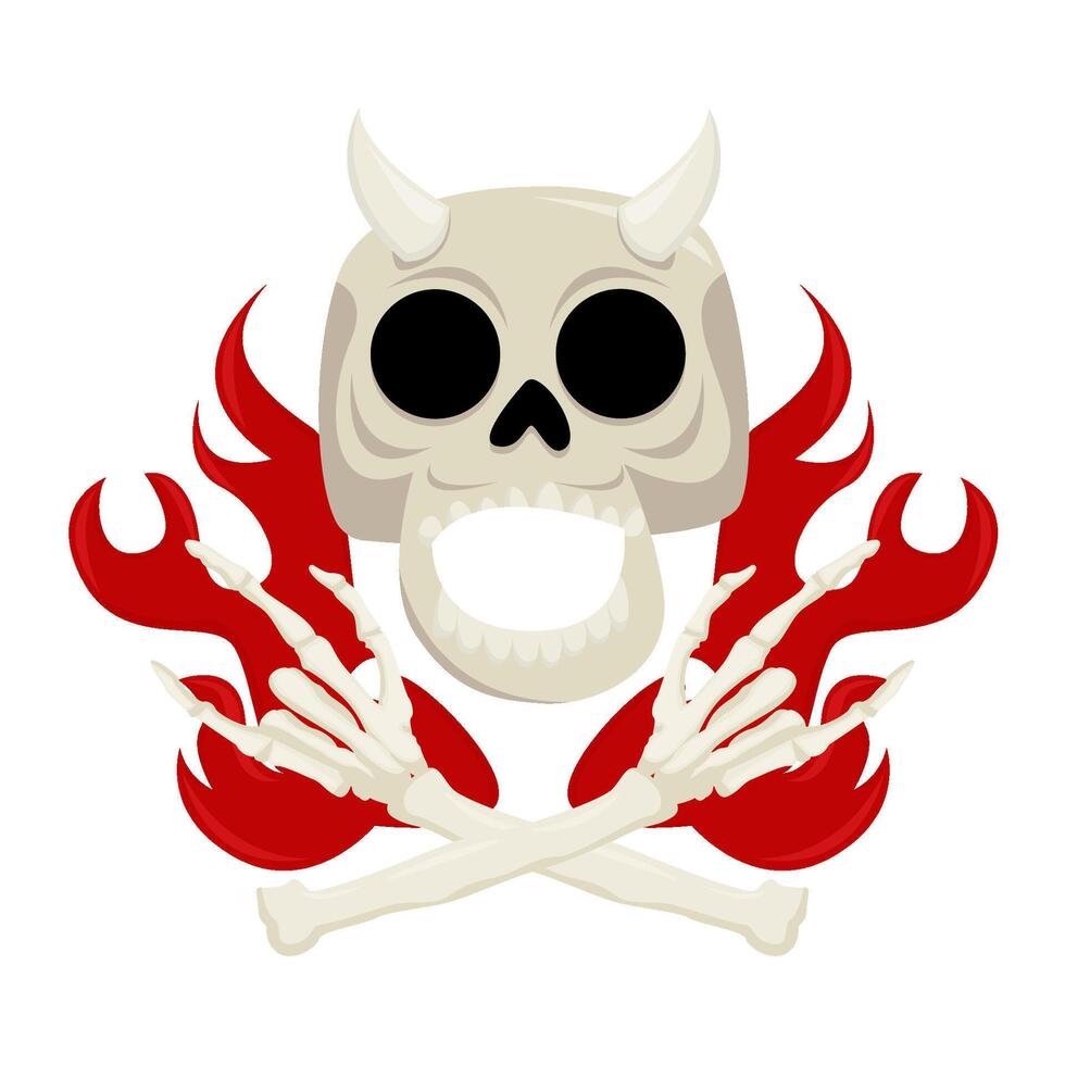 bone, skull with fire illustration vector