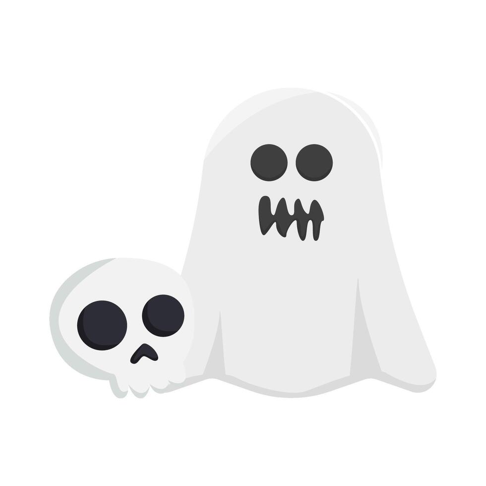 ghost with skull illustration vector