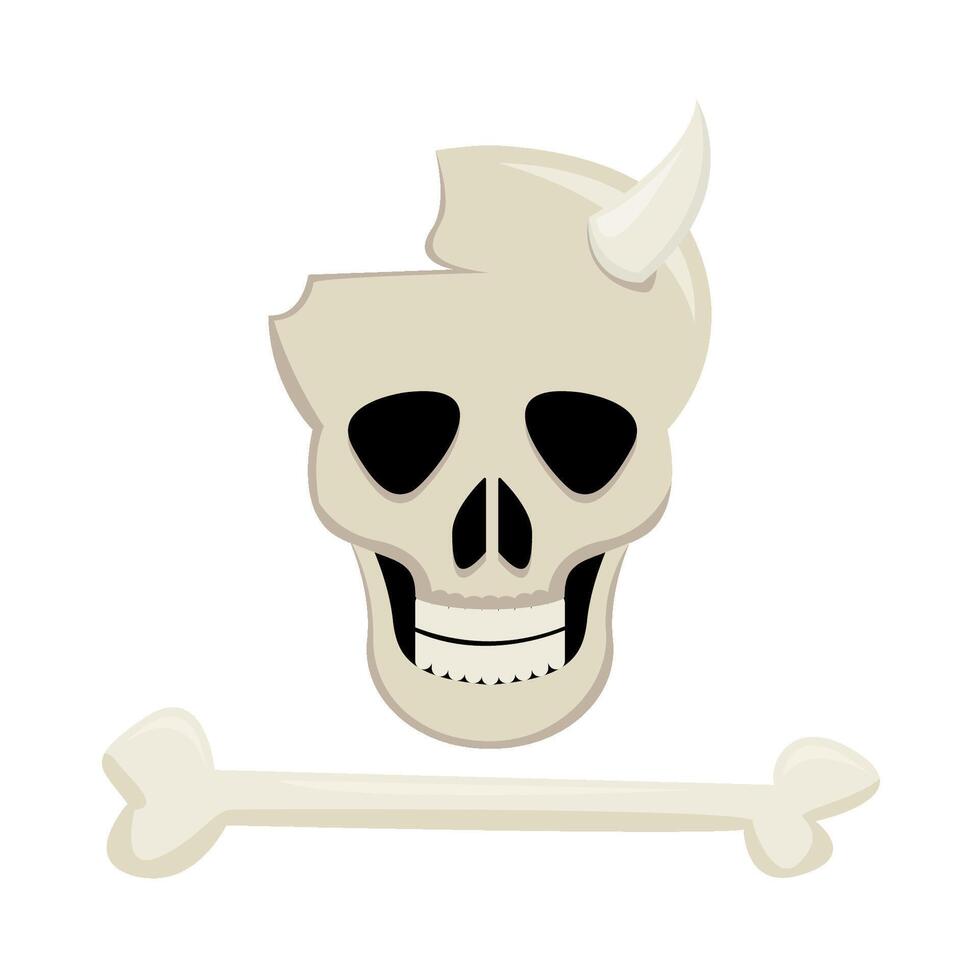 skull with bone illustration vector